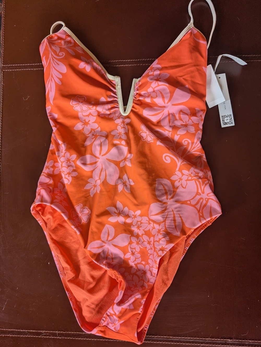 Women's Sanctuary L Orange Floral One-Piece Swimsuit by